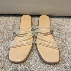 a new day Nude Slide Sandals with Clear Straps
